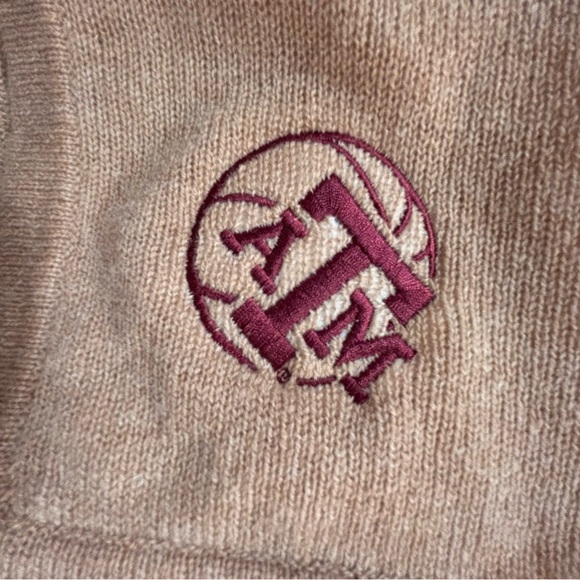 Peter Millar 100% Cashmere Poncho Wrap Texas A&M Logo Camel Tan NWT Luxury Soft - Picture 2 of 9